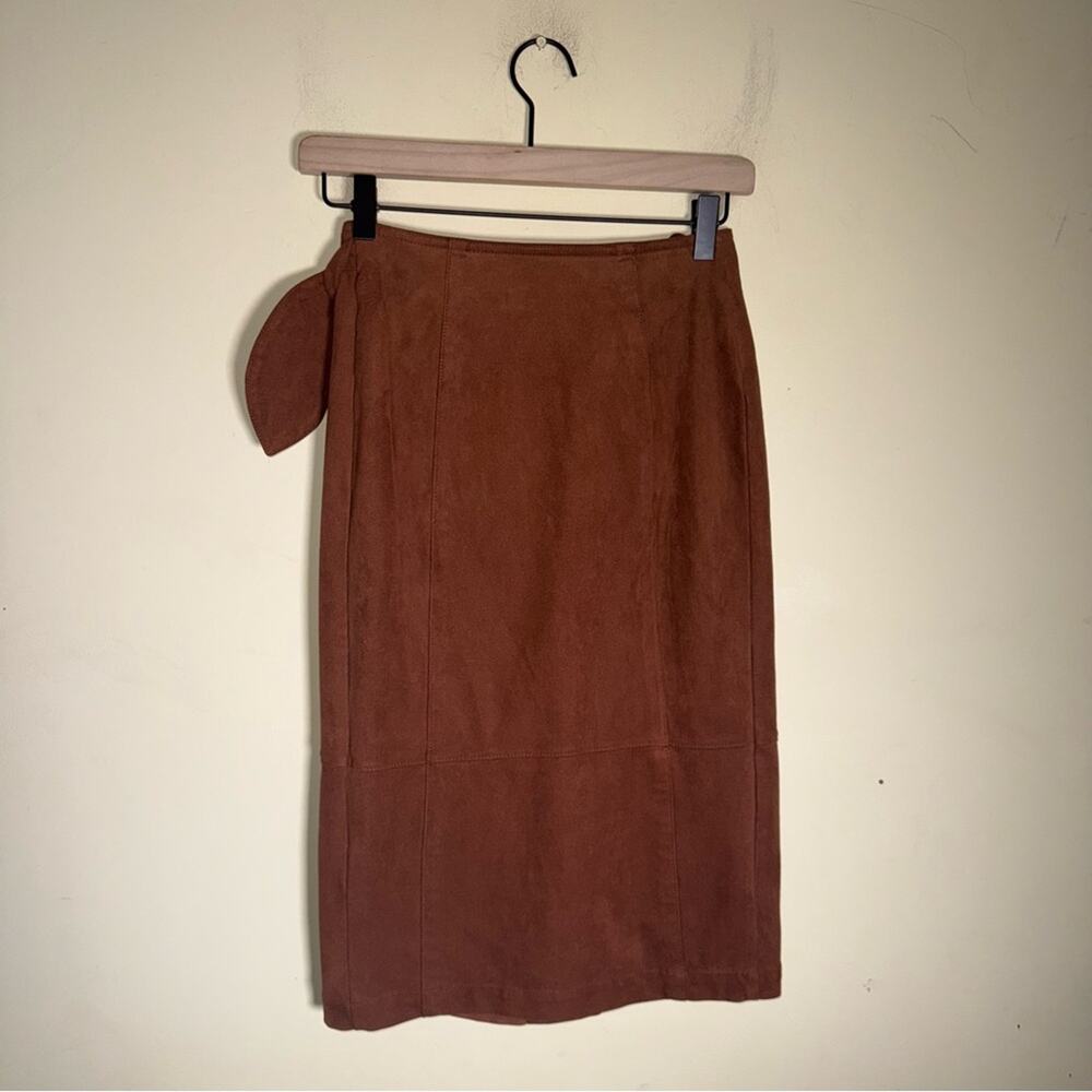 ANTHROPOLOGIE Lauren Sueded western Wrap Midi Skirt in Cocoa Women’s Size XXSP - Picture 6 of 8